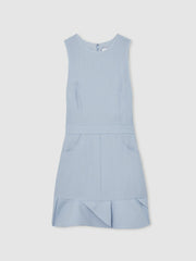 Women Structured Ruffle-Hem Mini Dress in Blue