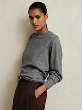 Women Wool-Blend Reverse-Seam Batwing Jumper With Cashmere in Charcoal