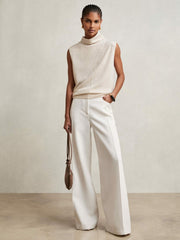 Women Wool Slouched Sleeveless Top in Stone Neutral