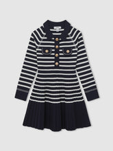 Children & Baby 13-14 yrs Button-Detail Stripe Knitted Dress in Navy/White