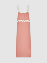 Women Wave-Trim Crepe Midi Dress in Pink