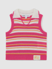 Children & Baby 13-14 yrs SmileyWorld Stripe Knit Vest in Pink
