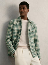 Men Woven Check Twin Pocket Overshirt in Green Multi