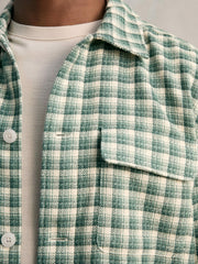 Men Woven Check Twin Pocket Overshirt in Green Multi