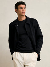 Men Wool Blend Double Face Button Jacket in Navy