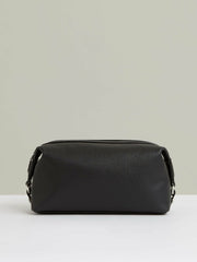 Men Micro-Grain Leather Washbag in Black