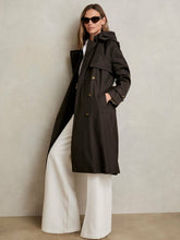 Women Hooded Insert Trench Coat in Chocolate Brown