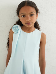 Children & Baby 13-14 yrs Flower-Detail Fit-And-Flare Dress in Blue