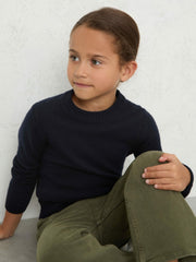 Children & Baby 13-14 yrs Wool-Blend Open-Stitch Jumper with Cashmere in Navy