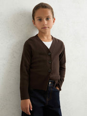 Children & Baby 9-13 yrs Wool-Blend Fitted Cardigan With Cashmere in Brown
