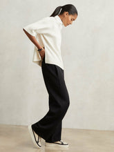 Women Petite Wide-Leg Interlock Drawstring Joggers in Black