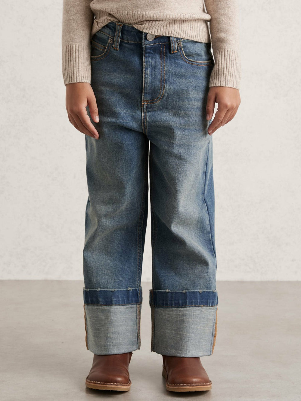 Children & Baby 3-9 yrs Straight-Leg Turn-Up Jeans in Blue