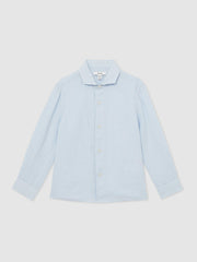 Children & Baby 3-9 yrs Linen Cutaway Collar Shirt in Pale Blue