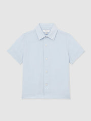 Children & Baby 9-13 yrs Short Sleeve Linen Shirt in Pale Blue