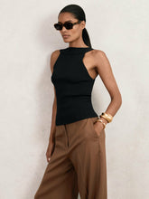 Women Low-Back Rib-Knit Vest in Black