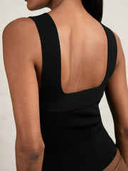 Women Low-Back Rib-Knit Vest in Black