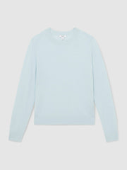 Women Merino Wool Crew-Neck Jumper in Blue