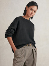 Women Wool-Cashmere Crew-Neck Jumper in Black