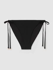 Women Side Tie Bikini Bottoms in Black