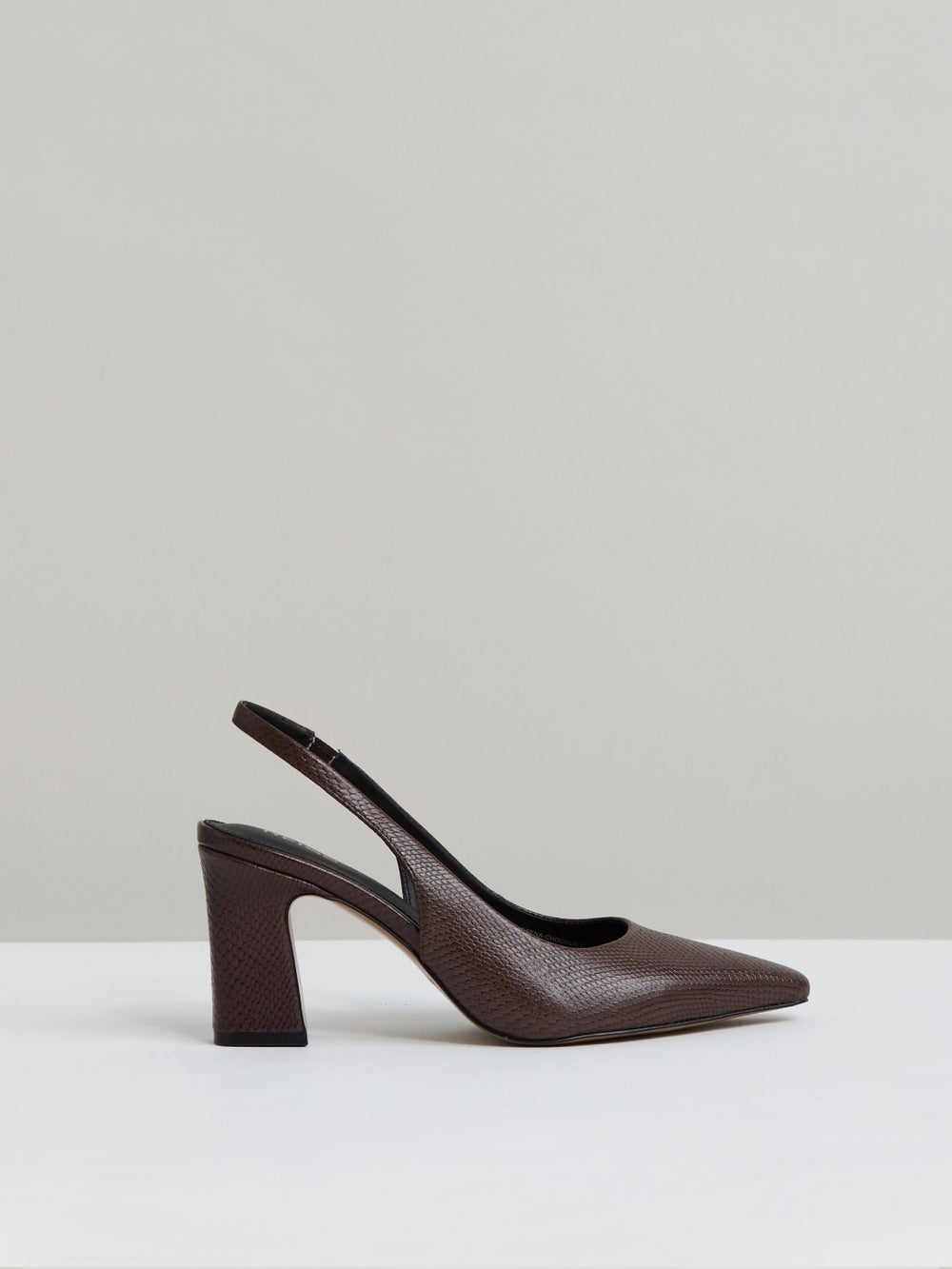 Women Leather Slingback Court Shoes in Chocolate