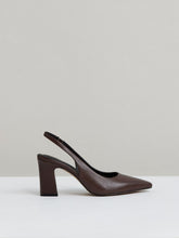Women Leather Slingback Court Shoes in Chocolate