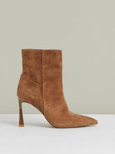 Women Suede High Heeled Ankle Boots in Tan