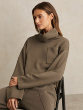 Women Interlock Jersey Funnel Neck Sweatshirt in Khaki Green