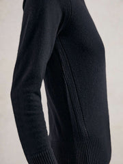 Women Wool-Blend Open-Stitch Jumper with Cashmere in Navy