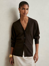 Women Wool-Blend Fitted Cardigan With Cashmere in Chocolate
