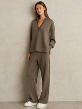Women Modal-Blend Interlock Wide-Leg Joggers in Khaki Green