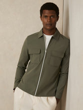 Men Technical Zip-Through Overshirt in Green
