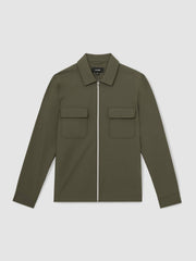 Men Technical Zip-Through Overshirt in Green