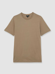 Men Cotton Crew Neck T-Shirt in Light Taupe Brown