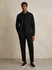 Men Technical Zip-Through Overshirt in Black