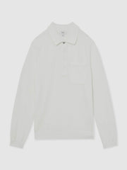Men Cotton Concealed Placket Polo Shirt in White