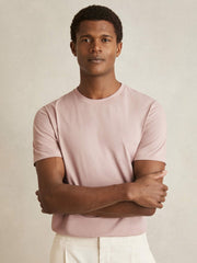 Men Cotton Crew Neck T-Shirt in Soft Pink