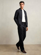 Men Lyocell-Cotton Zip-Through Twill Jacket in Navy