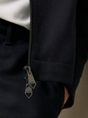 Men Lyocell-Cotton Zip-Through Twill Jacket in Navy