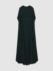 Women Petite Crepe Cape Maxi Dress in Teal Green