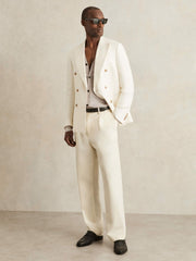 Men Merino Wool Button-Through Cardigan in Wicker Brown Melange