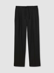 Men Relaxed-Fit Twill Drawstring Trousers in Black