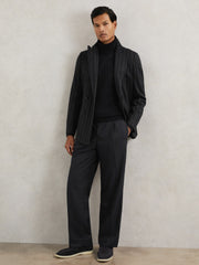 Men Relaxed-Fit Twill Drawstring Trousers in Navy