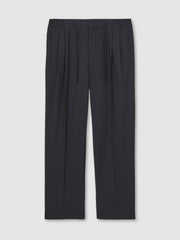Men Relaxed-Fit Twill Drawstring Trousers in Navy