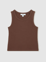 Children & Baby 9-13 yrs Stretch-Cotton Ribbed Vest in Chocolate