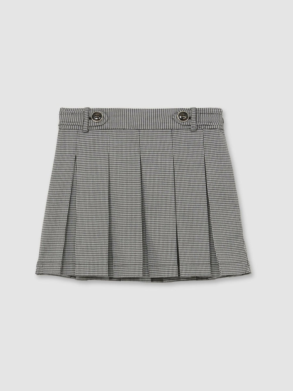 Children & Baby Houndstooth Check Pleated Skirt in Black/White