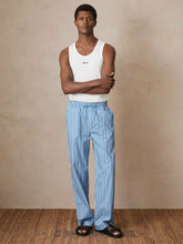 Men | Ché Poplin Stripe Trousers in Bright Blue/White