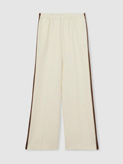 Women Petite Side-Stripe Wide-Leg Trousers in Cream
