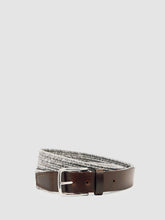 Men Webbing Belt With Leather Trim in Soft Grey