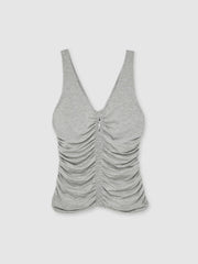 Women Stretch Lyocell Jersey Ruched Vest in Silver Grey