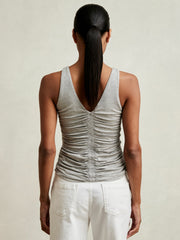 Women Stretch Lyocell Jersey Ruched Vest in Silver Grey